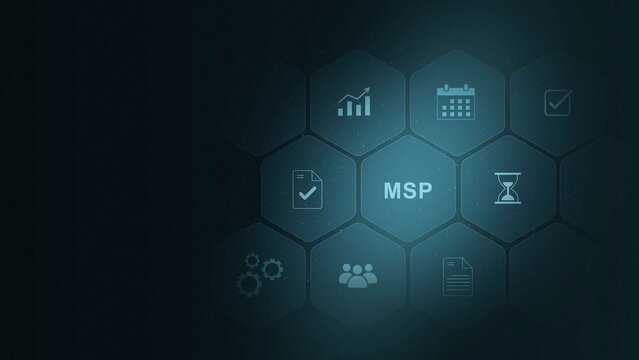 MSP acronym, managed service provider concept, A managed service provider is a third party company that remotely manages a customer's information. digital interface. and 3d illustration