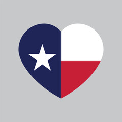 Naklejka premium Heart Shaped Texas Flag – Flat Design Illustration
