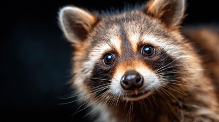 A charming raccoon with a curious gaze, highlighting its adorable features and playful nature, embodying the beauty of wildlife in an intimate and captivating close-up.