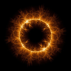 Fototapeta premium Abstract Solar Corona Radiating in Circular Symmetry on Matte Black Background