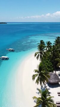 Aerial view of tropical island paradise drone shot