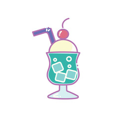 レトロポップなメロンソーダのイラスト