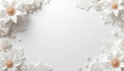 白い花と切り絵の美しいフレームデコレーション