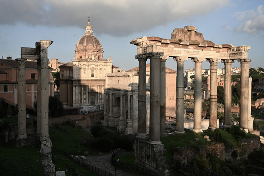 Forum Romanum view from the Capitoline Hill  in Rome, Italy