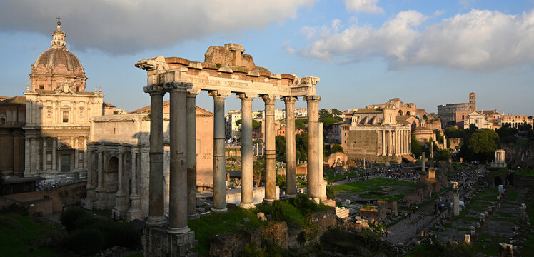 Forum Romanum view from the Capitoline Hill  in Rome, Italy