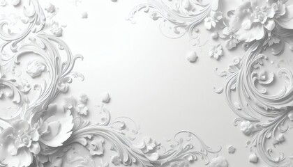 白い立体的な花のフレーム素材