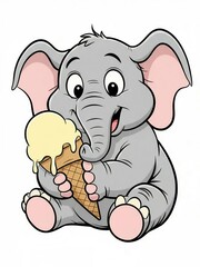 Fototapeta premium baby elephant with ice cream cartoon 