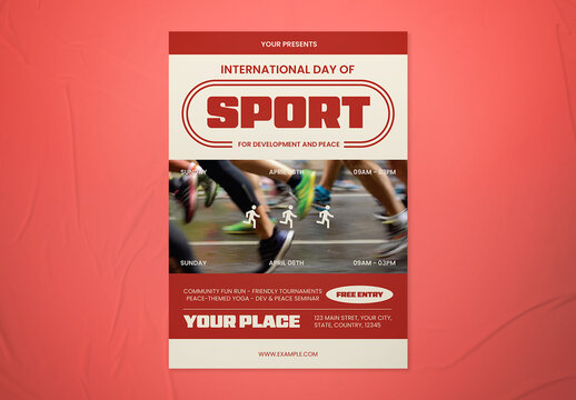 Red & Beige International Day of Sport for Development and Peace Flyer