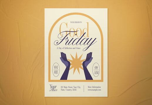 Yellow & Purple Art Deco Good Friday Flyer