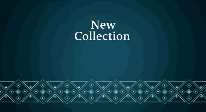 Luxury Collection Template Design with Geometric Patterns and Ornate Details in Dark Blue Background from a Front Viewpoint