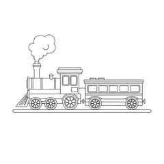 Vintage steam locomotive vector illustration featuring a classic train design as a symbolic transport vehicle icon for cargo delivery and old service silhouette sets © Afroz