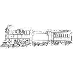 Vintage steam locomotive silhouette and old railway engine vector illustration for travel and transportation sign © Afroz