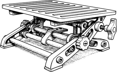 Ergonomic Office Footrest Technical Drawing - Adjustable Under Desk Posture Support Vector