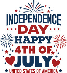 Obraz premium Festive independence day graphic with fireworks stars and patriotic text