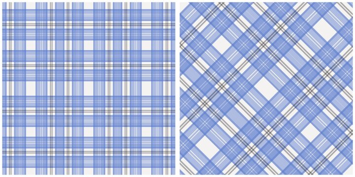 Blue and Grey Plaid Seamless Pattern Collection