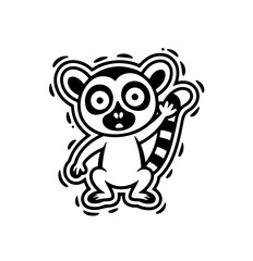 Vector cartoon of cute doodle lemur © Maria