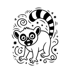 Vector cartoon of cute doodle lemur © Maria