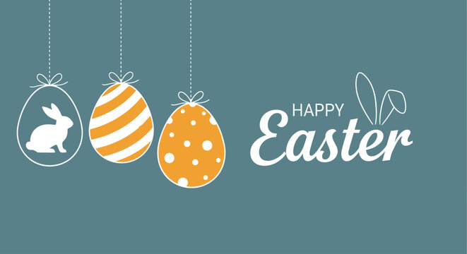 Celebrating Easter with Decorated Eggs and Bunny Silhouette Hanging Ornaments