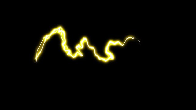 Anime style electric thunder flash fx energy burst with glowing neon lightning bolts and spark explosion elements, 2d cartoon storm overlay for vfx projects on black screen background loop 4k