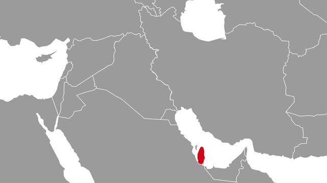 Qatar Highlighted on Middle East Map with Animated Red Effect