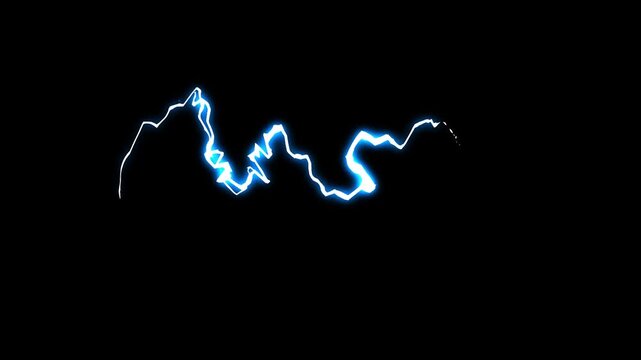 Cartoon lightning energy burst flash fx animation with neon electric sparks and thunder explosion overlay, hand drawn 2d storm boom effects on black screen background for vfx compositing loop 4k