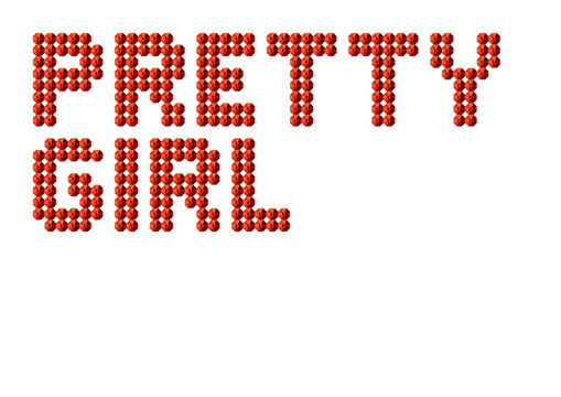 Inscription made of red crystals - pretty girl