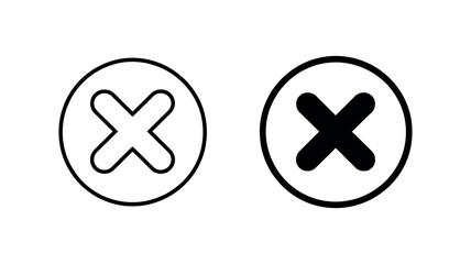 Obraz premium X mark icon vector for close or delete button isolated on transparent background