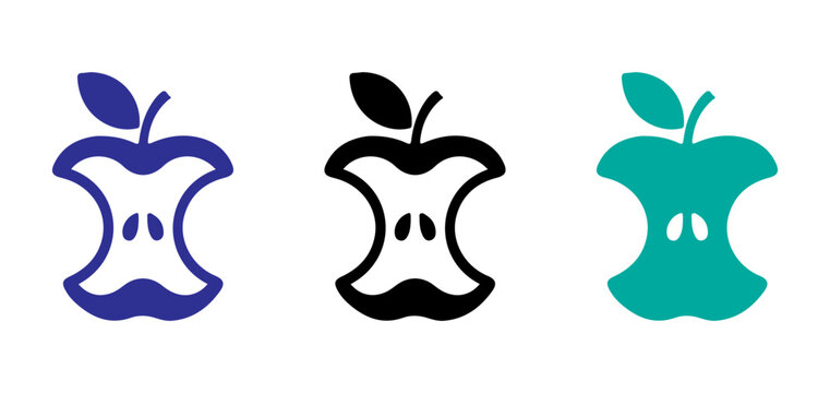 Stylized apple logos with bite marks in different colors