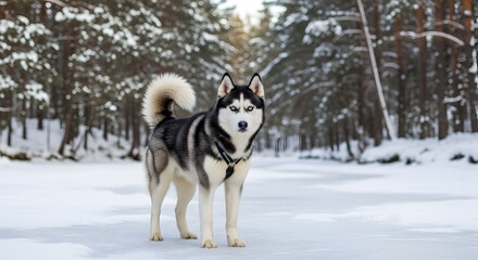 Fototapeta premium siberian husky in the snow