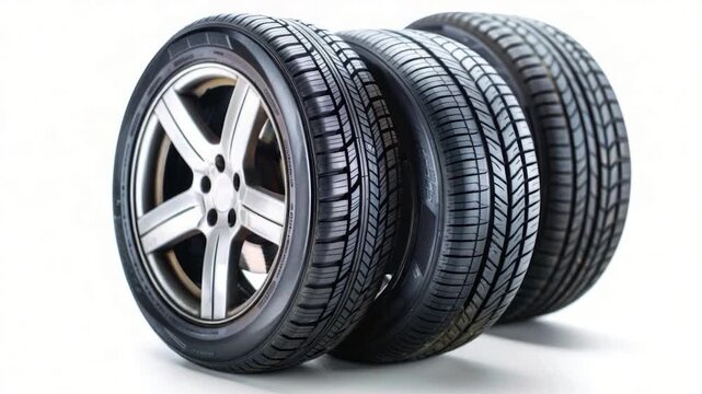 A pair of tires stacked on top of each other, often used for storage or display