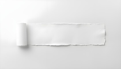 A roll of torn white paper on a plain background