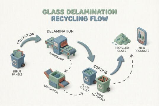 Exploring the Glass Delamination Recycling Flow Process with Steps of Collection, Separation, and Sorting Unveiling the Ingenious Pathway for New Product Creation