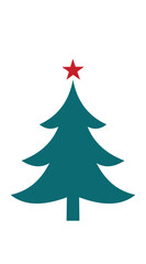 Fototapeta premium A green christmas tree with a red star on top