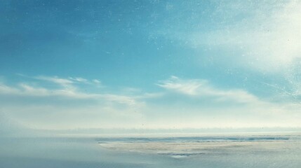 Fototapeta premium Serene Coastal Horizon with Clear Blue Sky and Gentle Cloud Patterns