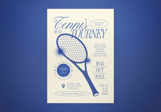Blue Retro Tennis Tournament Flyer
