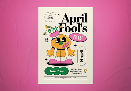 Yellow Retro April's Fool Day Flyer