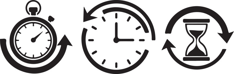 Time concept with stopwatch clock and hourglass