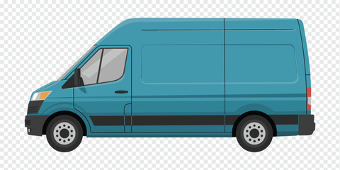 Fototapeta premium Teal Van with Black Accents Isolated on Transparent Background Commercial Transport Concept