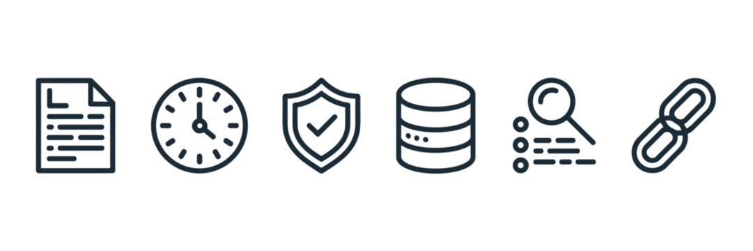 Minimalist compliance and traceability icon collection &ndash; Great for blockchain, regulatory reporting, or secure data tracking.