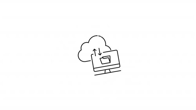 Computer with cloud and file folder
