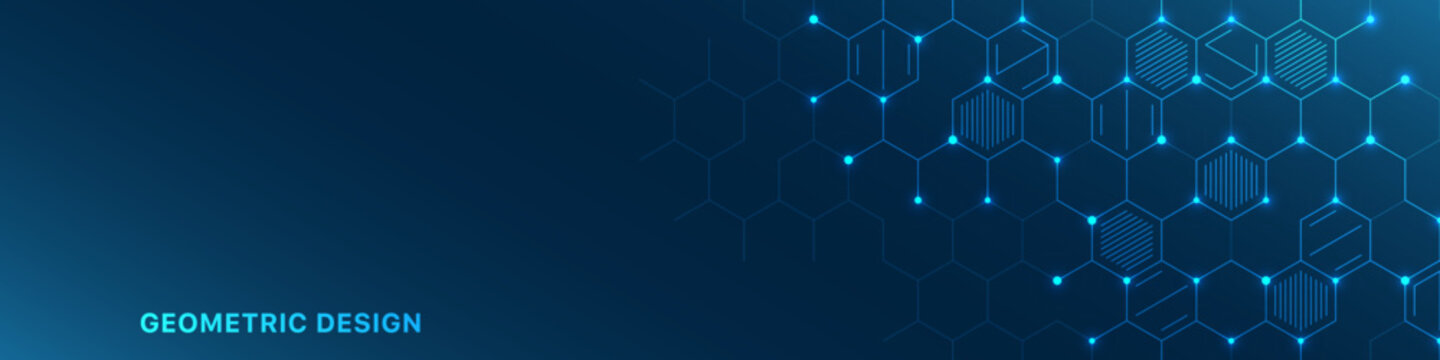 Abstract technology background and design element with hexagons pattern and geometric shapes