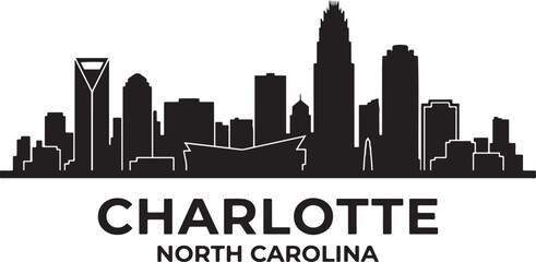 Fototapeta premium Modern Charlotte North Carolina city skyline silhouette