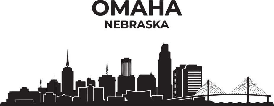 Omaha Nebraska city skyline silhouette illustration