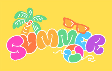 summer hand drawn lettering design banner