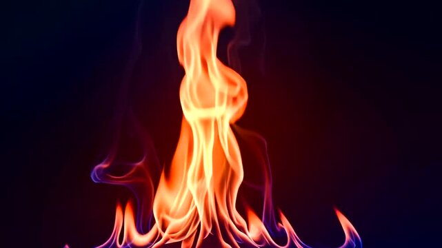 Flickering Fire Flame in Darkness.