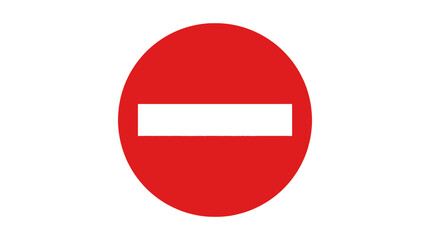 Red circular prohibition sign with a white horizontal bar indicating no entry or do not enter traffic regulation