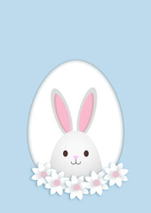 Obraz premium Cute Easter background with bunny and daisies design 
