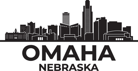 Obraz premium Modern Omaha Nebraska city skyline silhouette