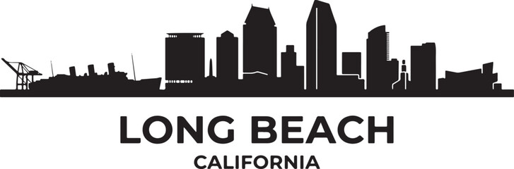Fototapeta premium Modern Long Beach California cityscape skyline silhouette