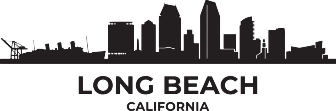 Modern Long Beach California cityscape skyline silhouette